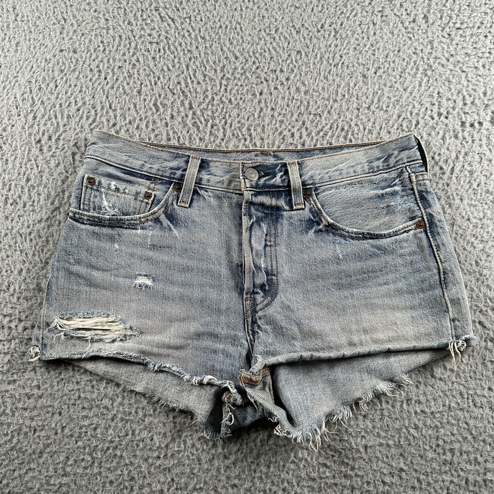 Levi's Women's Denim Shorts Light Wash W27 Distressed Raw Hem